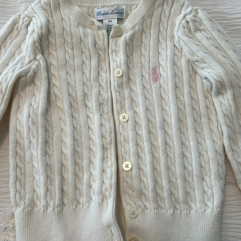 Ralph Lauren Cream Cable Knit Kids Cardigan
